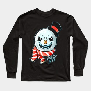 Evil Snowman Froze Bite Zylinder Fangs Halloween Long Sleeve T-Shirt